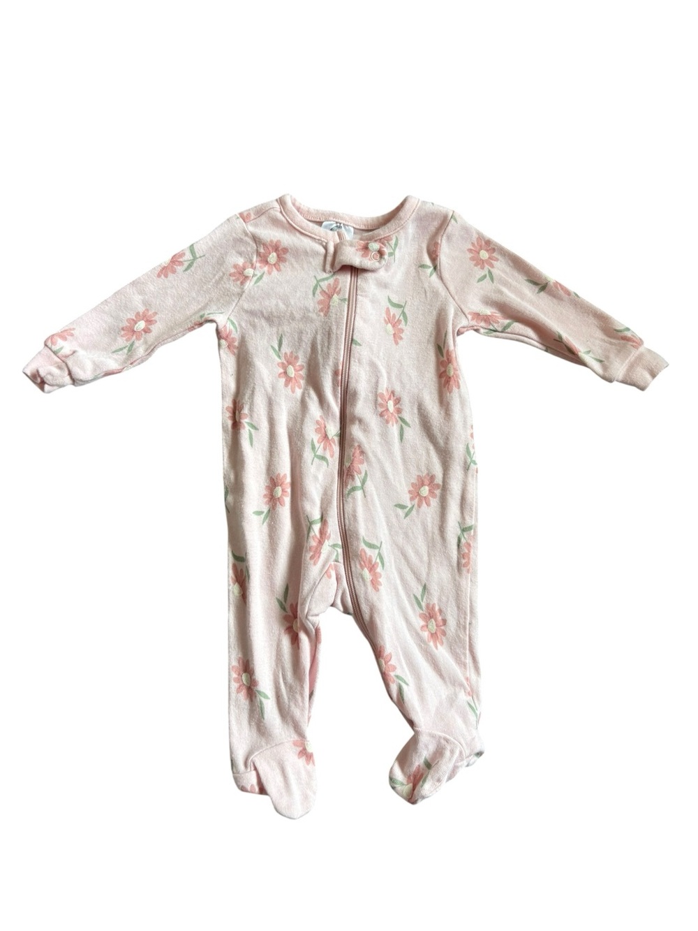 3/$25 Gerber Newborn Pink Floral Footed Sleeper Zip Pajamas 0M